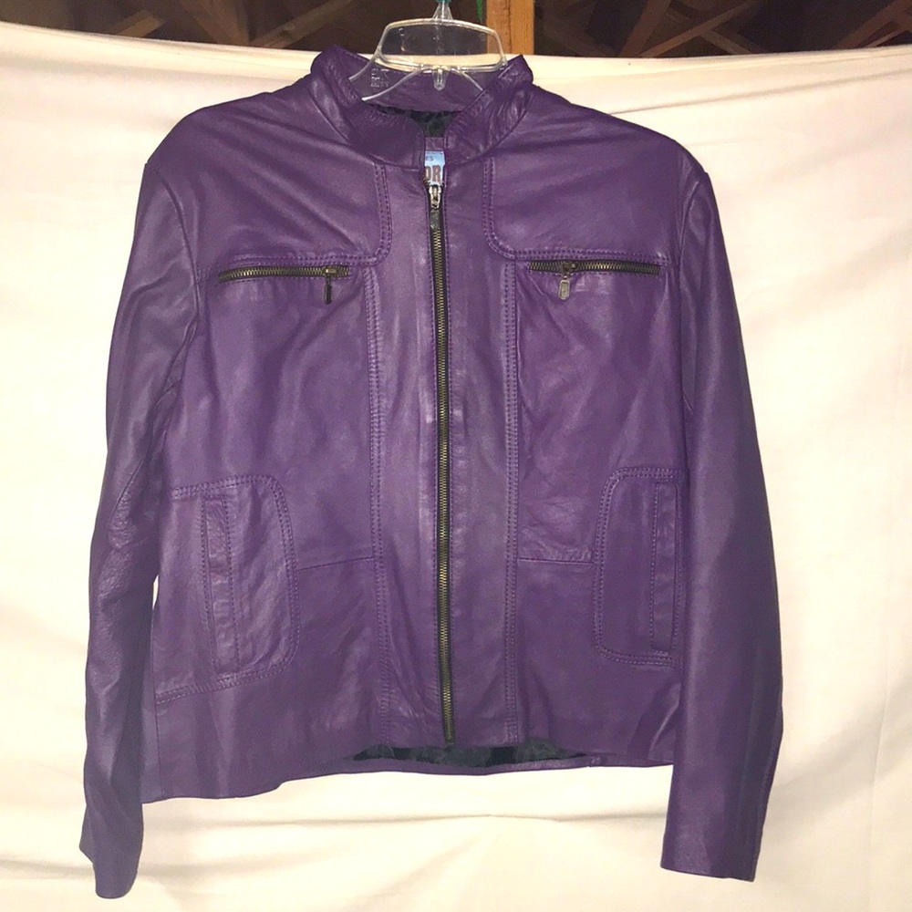 Women’s Purple Real Leather Jacket XL